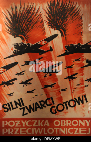 World War II. Propaganda Poster of the Polish Air Force, 1939. Oskar Schlinder Museum. Krakow. Poland. Stock Photo