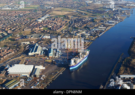 Ship repair work on the River Tyne, Wallsend, Newcastle Upon Tyne, North East England Stock Photo