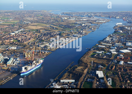 Ship repair work on the River Tyne, Wallsend, Newcastle Upon Tyne, North East England Stock Photo