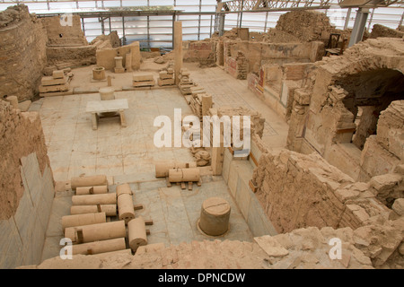 Turkey, Ephesus. Historic Terrace Houses. Overview of interior museum complex with ancient ruins. Stock Photo