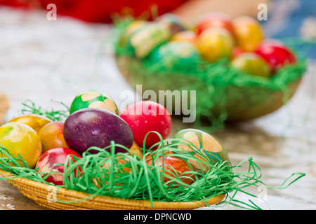 Easter eggs in various colors Stock Photo