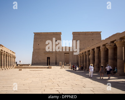 The Philae temple dedicated to the goddess isis on Agilkia island in the river Nile,  Aswan, Egypt Stock Photo