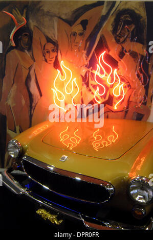 Jan. 05, 2006 - Los Angeles, California, USA - A work of art featuring a vintage Volvo is displayed in the lobby at the Greater LA Auto Show, held in the Convention Center in Los Angeles, CA., on Thursday, Jan. 5, 2006. (Credit Image: © Brian Cahn/ZUMAPRESS.com) Stock Photo