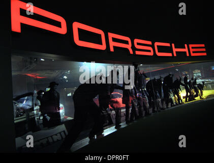 Jan. 05, 2006 - Los Angeles, California, USA - A panorama from a bygone era of auto racing is displayed in the Porsche exhibit during the Greater LA Auto Show, held in the Convention Center in Los Angeles, CA., on Thursday, Jan. 5, 2006. (Credit Image: © Brian Cahn/ZUMAPRESS.com) Stock Photo