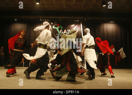 Nov 26, 2008 - Gaza City, Palestine, Gaza Strip - In a non-violent resistance to the year and a half siege, Palestinians performed a concert organized by the International Palestinian Campaign to end Gaza Siege in PNGO. The concert features performances by Palestinians in both Arabic and English at Rashad Shawa center. (Credit Image: © Fady Adwan/PROPA Images/ZUMA Press) Stock Photo