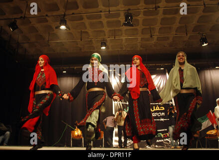 Nov 26, 2008 - Gaza City, Palestine, Gaza Strip - In a non-violent resistance to the year and a half siege, Palestinians performed a concert organized by the International Palestinian Campaign to end Gaza Siege in PNGO. The concert features performances by Palestinians in both Arabic and English at Rashad Shawa center. (Credit Image: © Fady Adwan/PROPA Images/ZUMA Press) Stock Photo