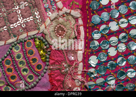 India, Rajasthan, Jodhpur, Rajasthani textile with sequins Stock Photo