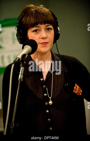 Apr 27, 2009 - Santa Monica, California, USA - HELEN MARNIE, singer for Ladytron, during sound check for a live, in-studio set on the Morning Becomes Eclectic Show at radio station KCRW.  (Credit Image: © Brian Cahn/ZUMA Press) Stock Photo