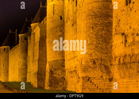 The medieval fortifications of the ancient citadel of Carcassonne, south-west France Stock Photo