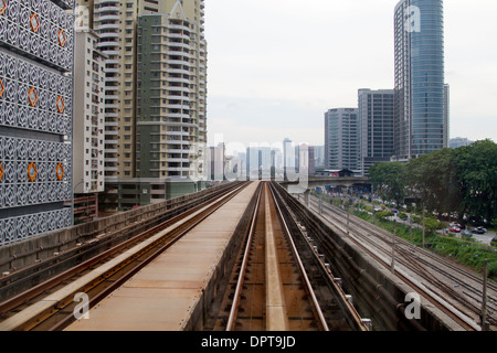 view of Kuala Lumpur city scape from the monorail train window Stock Photo