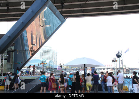 Darling Quarter, Darling Harbour, Sydney, NSW, Australia. 16 January 2014. Side view of the Merchants Store at Darling Harbour in Sydney as part of the Sydney Festival 2014. Copyright Credit:  2014. Richard Milnes/Alamy Live News Stock Photo