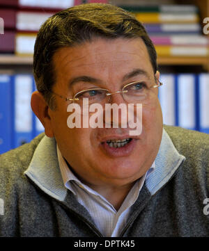 Jan 12, 2009 - Geneva, Switzerland - SERGIO BERTOLUCCI, Director for Research and Scientific Computing at CERN, talks in an interview. CERN (the European Centre for Nuclear Research) developed the Large Hadron Collider (LHC) to carry out research into high energy particle collisions. (Credit Image: © George Grassie/ZUMA Press) Stock Photo