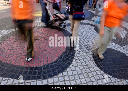 People walking on La Rambla, Barcelona, Spain Stock Photo