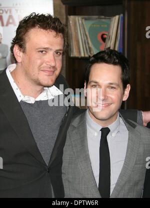 Mar 17, 2009 - Los Angeles, California, USA - Actor JASON SEGEL and Actor PAUL RUDD  at the 'I Love You, Man' Los Angeles Premiere held at the Mann Village Theater, Westwood, Los Angeles. (Credit Image: Â© Paul Fenton/ZUMA Press) Stock Photo