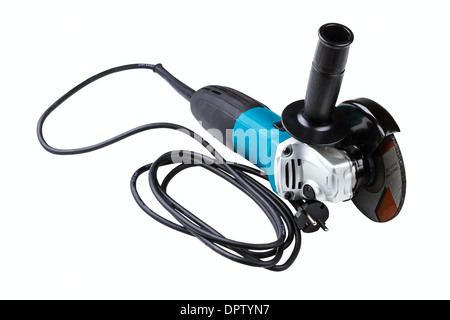 small angle grinder with abrasive disk isolated on a white background Stock Photo