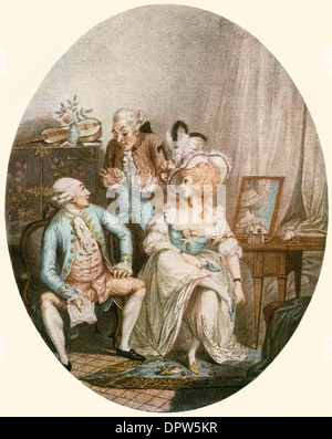 The French Dressing Room, after an 18th century engraving. Stock Photo