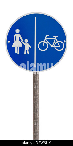 German road sign for pedestrians and cyclists who have their own lane Stock Photo