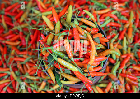 Red chili peppers for sale market Stock Photo