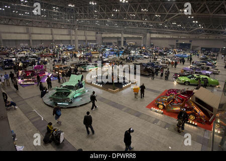 Nov 25, 2008 - Chiba, Japan - Customized classic cars showcasing the American lowrider culture are displayed at the Lowrider Japan Car Show which took place at Makuhari Messe Convention Center in Chiba, Japan. Pictured: An overview of the Lowrider Japan Car Show. (Credit Image: © Christopher Jue/ZUMA Press)