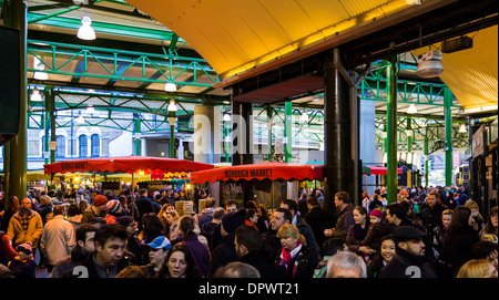 London, UK - 11th January  2014: Borough Market on a busy saturday afternoon Stock Photo