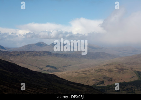Ben Lawers and surrounding mountains above Loch Tay from the slopes of Ben Vorlich above Loch Earn Perthshire Scotland Stock Photo