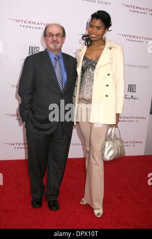 Feb 09, 2009 - New York, New York, USA - Author SALMAN RUSHDIE and his new girlfriend PIA GLENN at the New York premiere of 'The International' held at the AMC Lincoln Square Theater. (Credit Image: Â© Nancy Kaszerman) Stock Photo