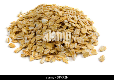 Pile of porridge oats isolated on white Stock Photo