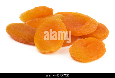 Ripe sweet dried apricots isolated on white Stock Photo