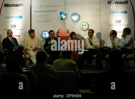 Apr 29, 2009 - New Delhi, NCR (National Capital Region), India - From Left to Right - General Manager-Public Sector of MICROSOFT India KARAN BAJWA, Executive Director of MAIT, VINNIE MEHTA, Chairman DSCI, SHAYAMAL GHOSH, Senior Director and Head of Services Division of CII SUPARNA PANDHI, Supreme Court Advocate VAKUL SHARMA, Director General, CERT-India, GULSAN RAI and Deputy Inspe Stock Photo