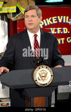 Apr 01, 2009 - Pikeville, North Carolina, USA - Department of Agriculture Secretary TOM VILSACK visits the Pikeville Pleasant Grove Volunteer Fire Station to highlight what the Recovery Act is doing to help Rural Fire Departments and make major announcement regarding funding for housing.  He spoke to the small community members and fireman with the fire department located in downto Stock Photo