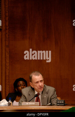 Apr 28, 2009 - Washington, District of Columbia, USA - Republican Senator ARLEN SPECTER of Pennsylvania announced that he is switching parties and will seek reelection as a Democrat next year.  PICTURED: Jan 16, 2007 - Washington, District of Columbia, USA - Senator ARLEN SPECTER (R-PA) questions a refugee who fled Iraq because he became a militia target for working with Americans. Stock Photo