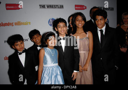 Slumdog Millionaire cast members during the Fox Searchlight's official Oscar After Party for SLUMDOG MILLIONAIRE and THE WRESTLER, held at ONE Sunset in Los Angeles 02-22-2009.Photo by Michael Germana  - Globe Photos, inc..K61255MGE.(Credit Image: © Michael Germana/Globe Photos/ZUMAPRESS.com) Stock Photo