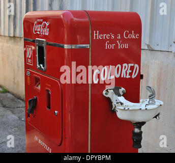 Mar 21, 2009 - Stone Mountain, Georgia, USA - Coca-Cola vending machine from late 1950's, modified by its rural Georgia owner with the addition of a water fountain marked specifically for 'colored' persons and whites. (Credit Image: © Robin Nelson/ZUMA Press) Stock Photo
