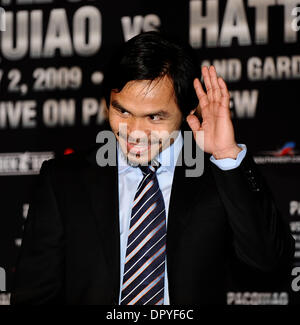 Mar 31, 2009 - Hollywood, California, USA - MANNY PACQUAIO waves to the media  Monday night for his upcoming fight with Ricky Hatton. The two boxing superstars ruled a gala event promoting their May 2 showdown at Las Vegas' MGM Grand, overshadowing movie stars Mickey Rourke and Mark Wahlberg outside of Hollywood's famed Roosevelt Hotel in Hollywood CA. (Credit Image: © Gene Blevins Stock Photo