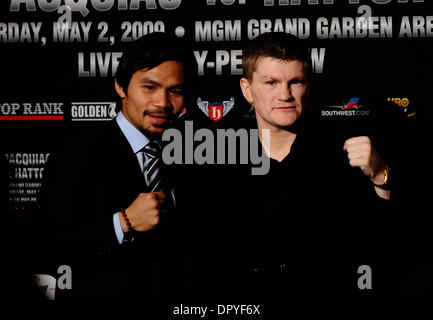 Mar 31, 2009 - Hollywood, California, USA - MANNY PACQUAIO and RICKY HATTON pose together during a press conference Monday night. The two boxing superstars ruled a gala event promoting their May 2 showdown at Las Vegas' MGM Grand, overshadowing movie stars Mickey Rourke and Mark Wahlberg outside of Hollywood's famed Roosevelt Hotel in Hollywood CA. (Credit Image: © Gene Blevins/Los Stock Photo