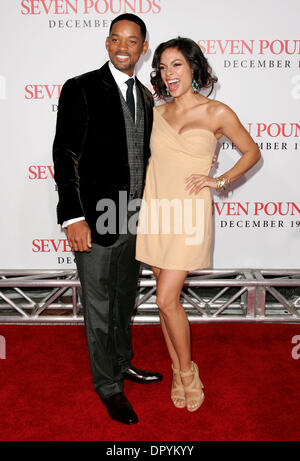 Dec 16, 2008 - Westwood, California, USA - Actor WILL SMITH & Actress ROSARIO DAWSON arriving to 'Seven Pounds' Los Angeles Premiere held at Mann Vilage Theatre. (Credit Image: © Lisa O'Connor/ZUMA Press) Stock Photo