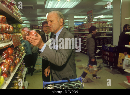 Lord Sieff, portrait Chairman of  Marks and Spencers in Oxford Street department store London 1980s  He is shopping in the Food Hall (2 July 1913 – 23 February 2001)  HOMER SYKES Stock Photo