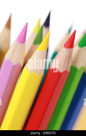 Group of colored pencils, isolated on white Stock Photo