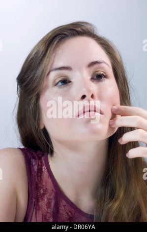 ADOLESCENT WITH MIRROR Stock Photo