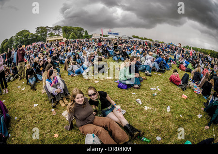 Leeds Festival - crowd shot with fisheye lens Stock Photo