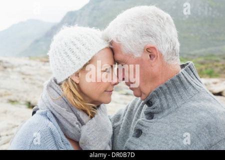 Close-up side view of a romantic senior couple Stock Photo