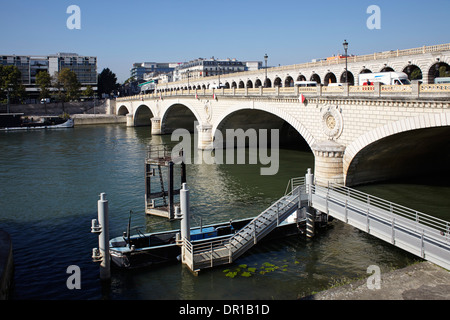 Road and rail bridge over river Seine, Paris Stock Photo