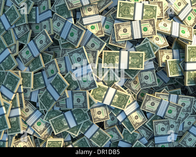 Bundles of one dollar bills Stock Photo