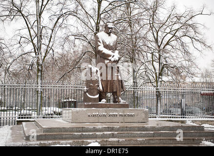 Marshal Pilsudski statue in Warsaw. Stock Photo
