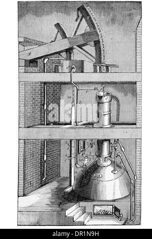 Newcomen's Atmospheric Steam Engine circa 1712 Stock Photo