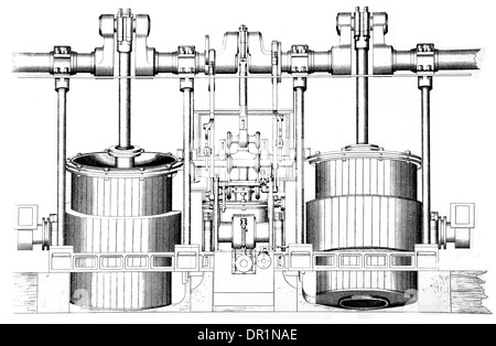 Oscillating Marine Engines of 45 H.P. Constructed by Mess'rs G Forrester & Co Liverpool Stock Photo