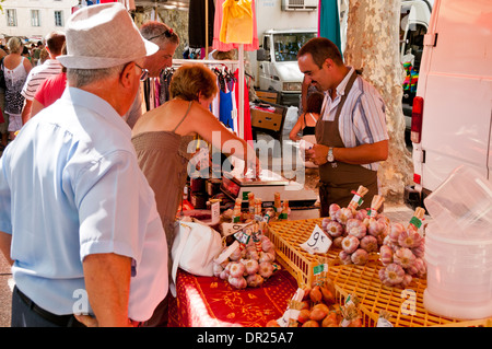 Saturday Outdoor Market in Gignac, Hérault, Languedoc Roussillon, France Stock Photo