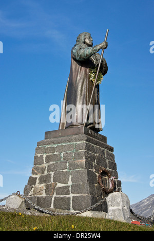 Statue of Hans Egede, Dano-Norwegian Lutheran missionary who founded the capital city of Nuuk, Greenland Stock Photo