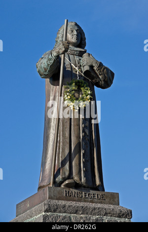 Statue of Hans Egede, Dano-Norwegian Lutheran missionary who founded the capital city of Nuuk, Greenland Stock Photo