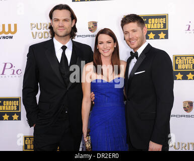 Santa Monica, California, USA. 16th Jan, 2014. Jared Padalecki, Jensen Ackles & Danneel Ackles arrives for the Critics' Choice Movie Awards 2014 at Barker Hanger. Credit:  Lisa O'Connor/ZUMAPRESS.com/Alamy Live News Stock Photo